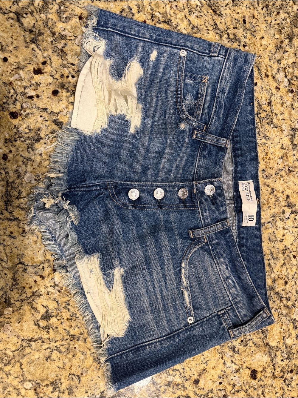 Abercrombie & Fitch Distressed Blue Denim Jean Shorts